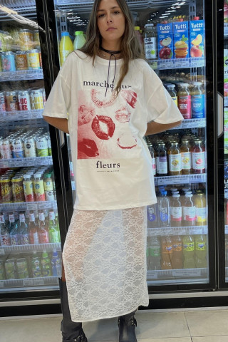 POLLERA DE ENCAJE CON TAJO - Art.515